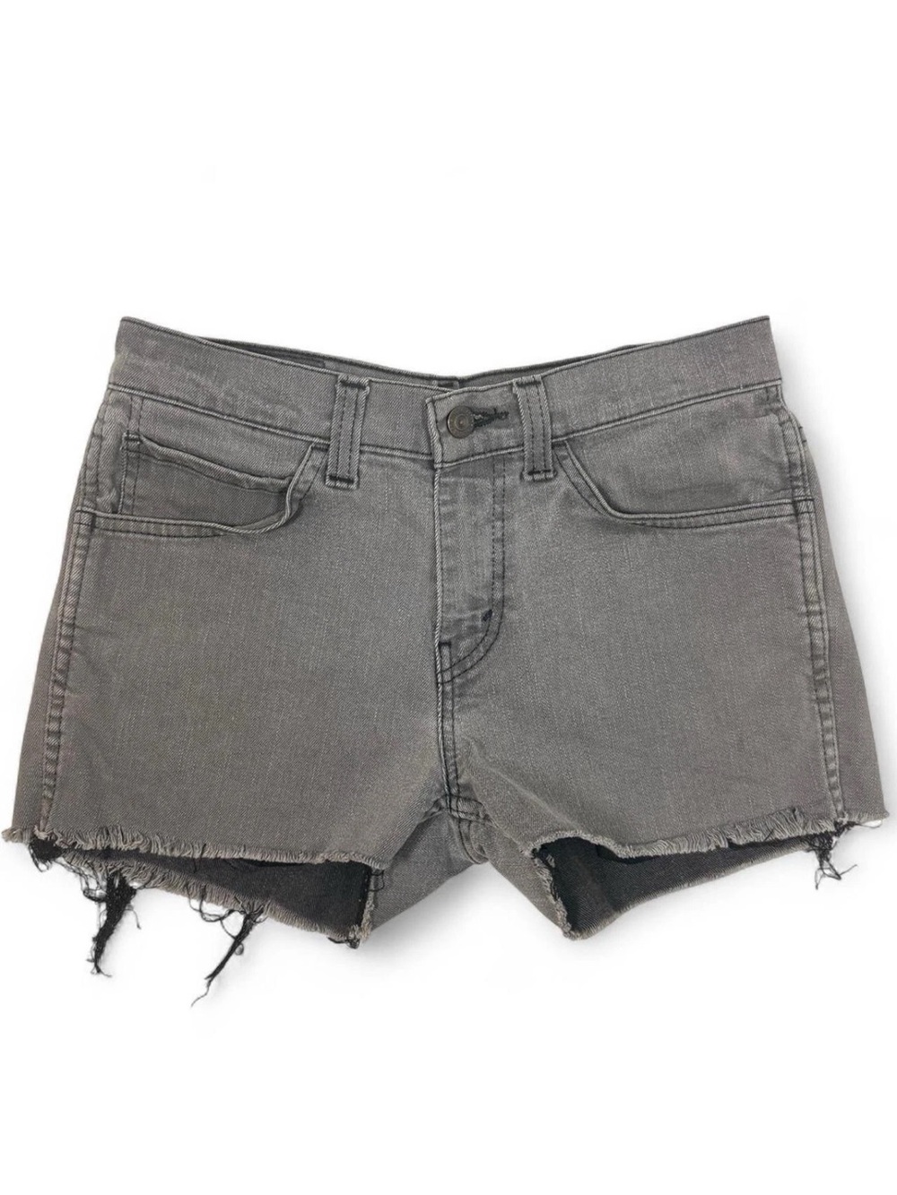 Levis 511 Denim Cut-Off Shorts Women 29”frayed hem dark wash black gray